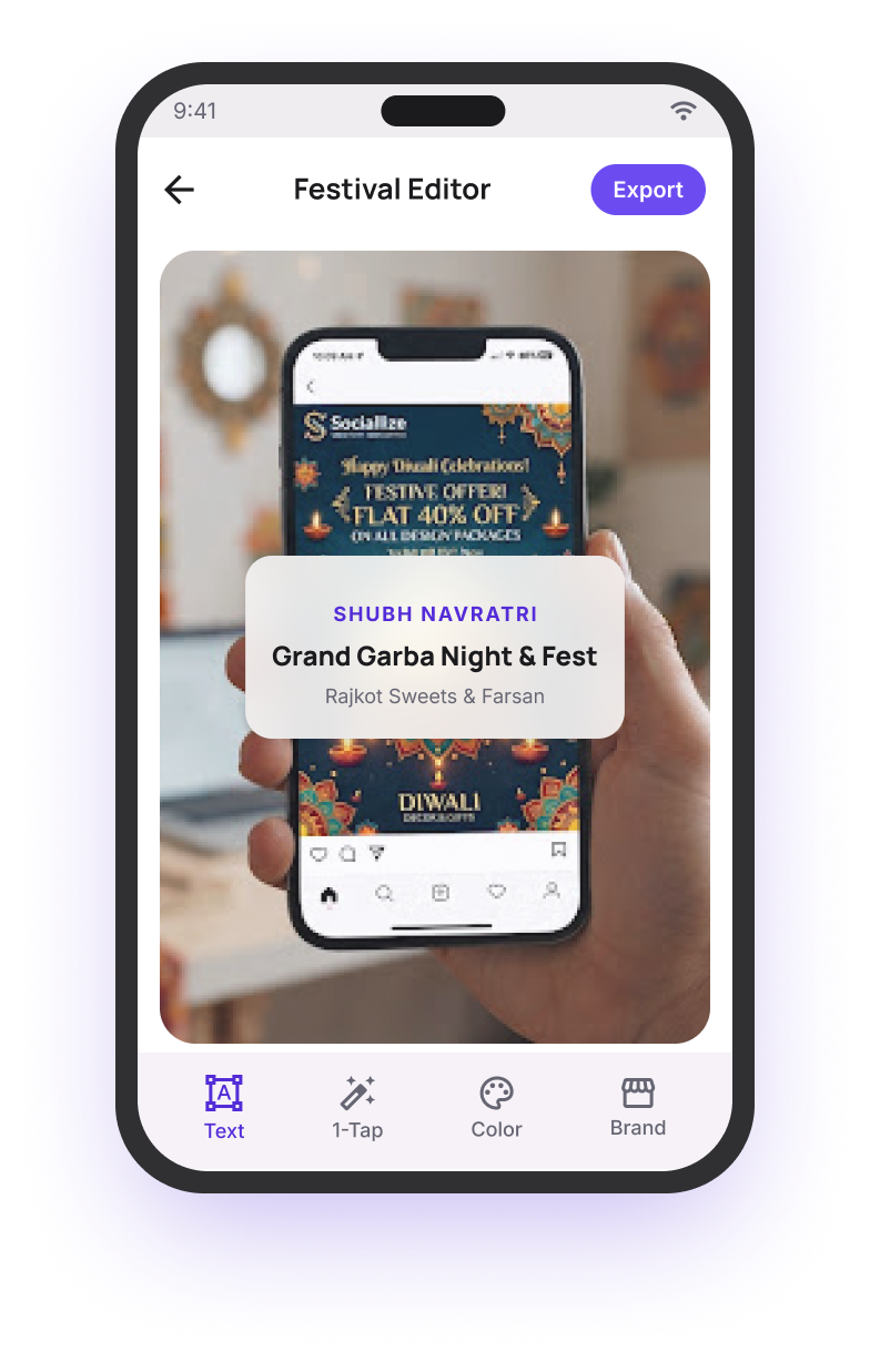 Sociallize festival editor on a phone